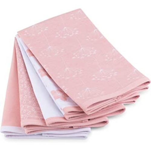 Ely's & Co. Baby Burp Cloth,Waterproof Reversible Jersey Cotton Large Burp Cloths, Cloth Diapers 20" x 12" 5 Pack I Pink Combo for Baby Girl