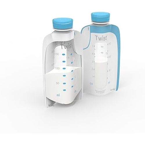 Kiinde Twist Pouch Direct-Pump Direct-Feed Twist Cap Breast Milk Storage Bags for Pumping, Freezing, Heating and Feeding, Pre-Sterilized, 6 Ounce, Pack of 40