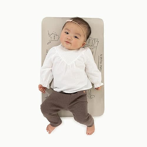 Gathre Premium Baby Changing Mat (14 x 22 inches) Foldable, Wipeable & Water Resistant Leather Bed Pad | Portable Diaper Changing Station (USA Map)