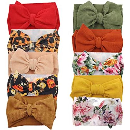 KIDOCHEESE Big Bows Baby Girl Headbands with Bows Elastics Nylon Hairbands Oversized Head Wraps Large Hair Bow Hair Accessories for Baby Girls Newborn Infant Toddlers Kids