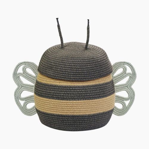 Lorena Canals Mama Bee Basket - Black, 1' X 1' 1"