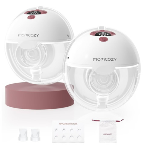 Momcozy M5 Lite Hands-Free Wearable Breast Pump, DoubleFit Flange for Baby-Like Comfort, 3 Modes & 9 Suction Levels, No Flange Insert or Hard Carry Case, 24mm, 2-Pack, Cozy Red