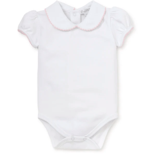 White/Pink Kissy Basics S/S Bebe Collar Bodysuit