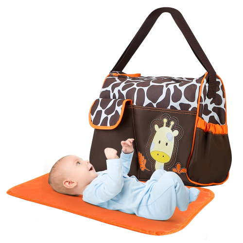 iMounTEK Nappy Diaper Bags Mummy Diaper Duffel Shoulder Bags Giraffe Orange