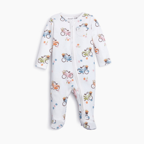 Tiny Kind The Printed Zip Up Footie - Flower Bike, 0-3 M