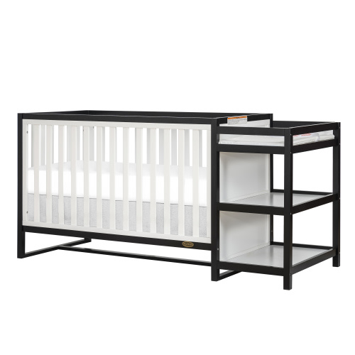 Dream On Me Milo 5-In-1 Convertible Crib and Changing Table I Free Changing Pad, Black And White