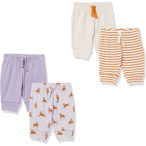 Amazon Essentials Baby Girls' Cotton Pull-On Pants, Multipacks