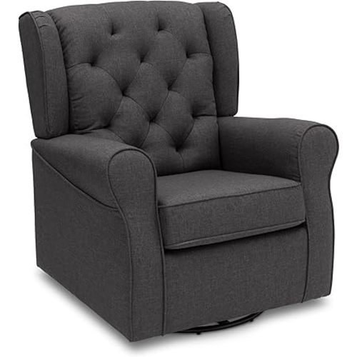 Delta Children Emma Nursery Glider Swivel Rocker Chair- Greenguard Gold Certified, Charcoal