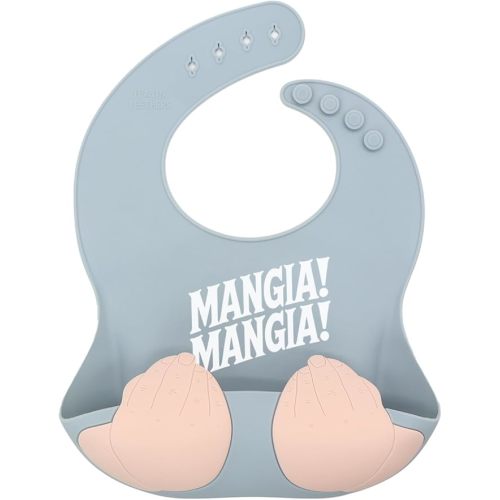 Teasin' Teethers Funny Italian Silicone Baby Bib with Pocket Food Catcher for Toddlers and Infants Funny Baby Bib Gift