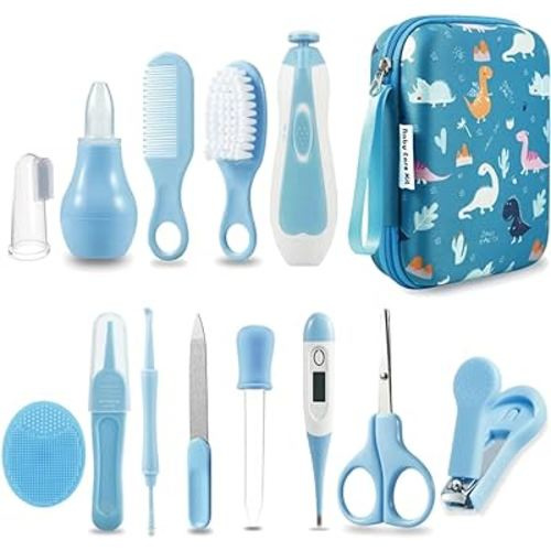 PandaEar Baby Healthcare and Grooming Kit, Baby Nursery Health Care Set, Electric Safety Nail Trimmer Newborn Essentials Kit for Infant Toddlers Kids (19 in 1, Blue)
