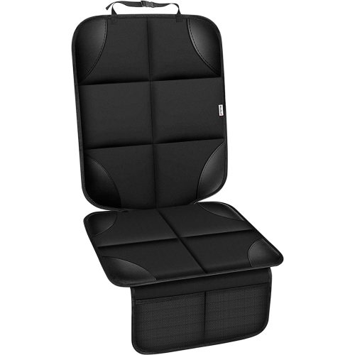 Meolsaek Car Seat Protector for Child Car Seat, 600D Fabric Carseat Seat Protectors with Non-Slip Backing, Waterproof Seat Covers for Car with Thick Pad Back Seat Cover for Kids (No Imprints) - Black-Ⅰ-1pc