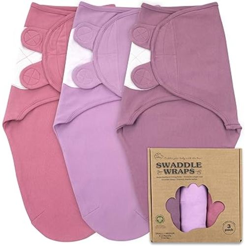 Bublo Baby Swaddles for Newborns Girl - 3 Pack Organic Baby Swaddles for 0-3 Months - Baby Swaddle Sleep Sack - Infant Sleeping Swaddle Sack – Adjustable Swaddle Blanket Wrap (Maroon)