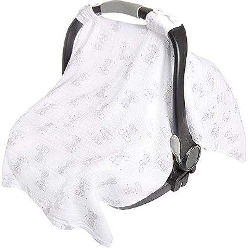 aden + anais Essentials Car Seat Canopy Cover, 100% Cotton Muslin, Lightweight and Breathable, Safari Babes- Elephant