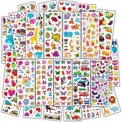 3D Stickers for Kids & Toddlers, 500+ 3D Puffy Stickers Including Animals, Letters, Numbers, Dinosaurs, Cars and More for Boys, Girls, Teachers, Reward, Craft Scrapbooking