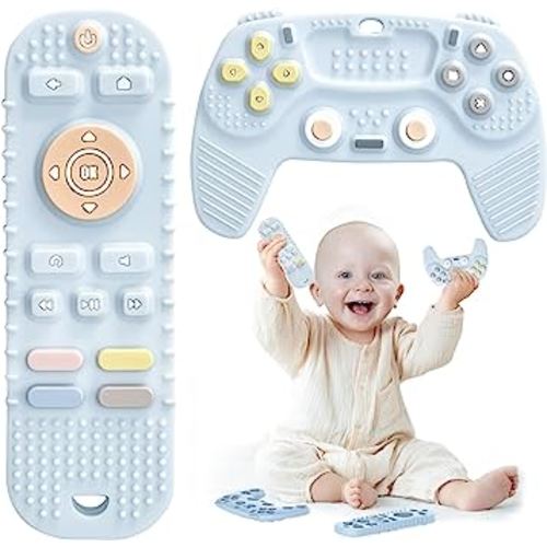 Baby Teething Toys Remote Teether for Baby Teething Toys for Babies 6-12 Months, Silicone Babies Gum Baby Remote Control Toy Game Controller Shaped Toddler Teething Relief Baby Chew Toys