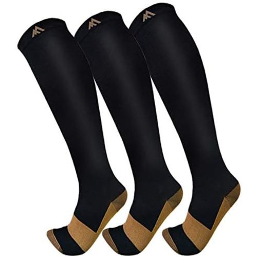 FuelMeFoot 3 Pack Copper Compression Socks - Compression Socks Women & Men Circulation - Best for Medical,Running,Athletic