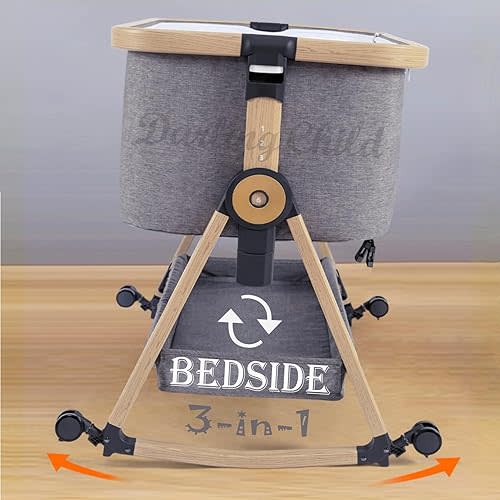 Baby Bassinet with Wheels, Portable Crib for Newborn Baby, 3-in-1 Convertible Cot: Bedside Co-Sleeper in Bed, Rocking Cradle for Baby. Foldable Mini Crib with Wheels, Mattress & Mosquito Net ...