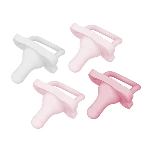 Dr. Brown's HappyPaci 100% Silicone Baby Pacifier, Contoured One-Piece Design, Light-Pink, Pink, White, 0-6m, BPA-Free, 4-Pack
