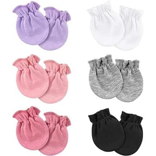 6 Pairs Baby Mittens Newborn No Scratch Cotton Gloves Baby Hand Mittens for Newborn Baby Boy Girl Infant 0-6 Months