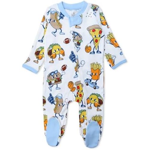 HonestBaby Sleep & Play Footed One-piece Pajama Sleeper 100% Organic Cotton, Baby Boys