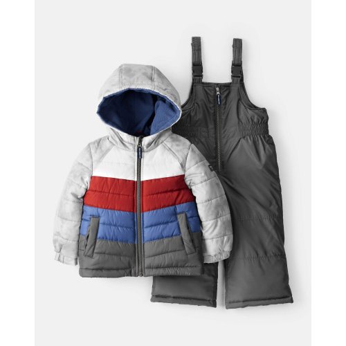 Toddler Boy 2-Piece Color Block Hooded Snowsuit Jacket & Bib Set - OshKosh B'gosh | Carter's