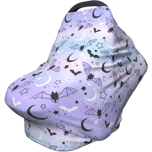 Halloween Bat Car Seat Covers Baby Multi-Use Moon Star Car Seat Canopy Carrier Cover, Breathable Breastfeeding Cover Boys & Girls