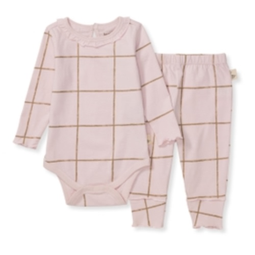 Swiss Check Baby Girl Bodysuit & Pant Set
