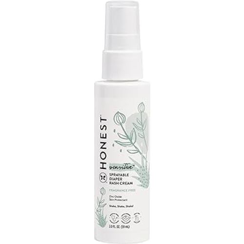 The Honest Company Baby Diaper Rash Cream Spray | Moisturizing + Calming Zinc Oxide | Hypoallergenic, Dermatologist Tested, Cruelty Free | 2 fl oz