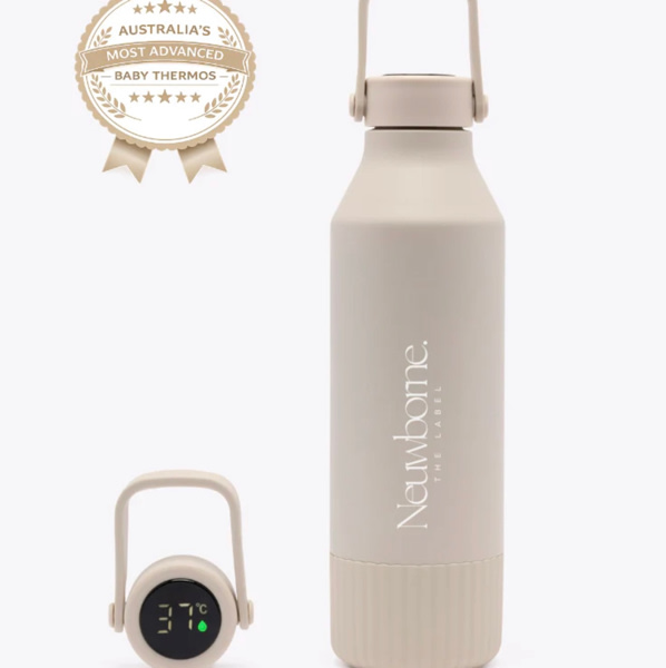 Neuwborne Formula Feeding Thermos | Keeps Water Warm 12H – Smart Temp Display - Sand – Neuwborne the label