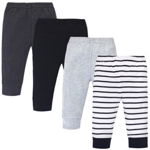 Touched by Nature Baby and Toddler Organic Cotton Pants 4pk, Gray Black Stripe, Size: 6-9 months