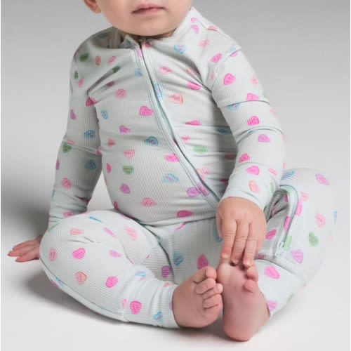 SOFT LOUNGE BABY ONESIE | CLOUD CANDY HEART PRINT