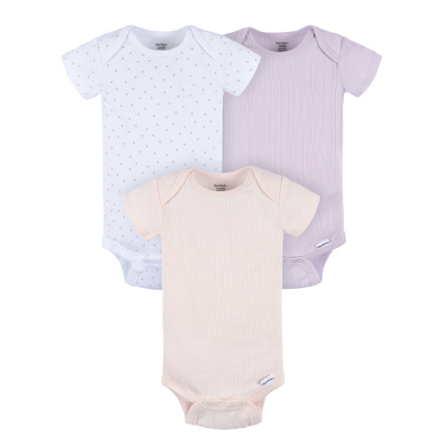 Gerber Baby Neutral Short Sleeve Bodysuits, 3-Pack, Sizes Newborn - 24 Months