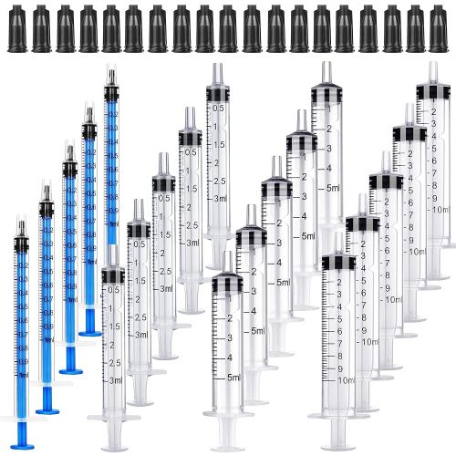 20Pack 1ml / 3ml / 5ml / 10ml Syringe Without Needle - Small Plastic Syringes Sterile Packed with Cap for Lab Medicine Student Measuring Liquid and Pet Dog Cat Baby Feeding Oral Colostrum