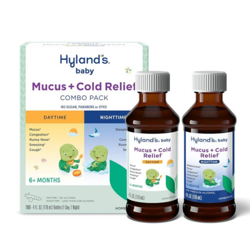 Hyland's Baby Mucus and Cold Relief, Day and Night Value Pack, Infant And Baby Cold Medicine, Decongestant And Cough Relief, 8 Fl Oz