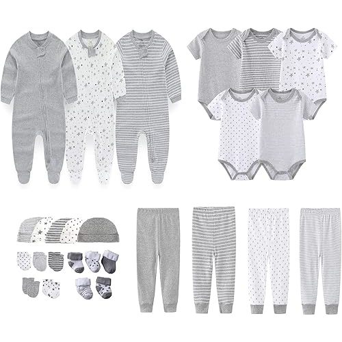 Newborn Layette Gift Set 27-Piece Baby Girl Clothes Bodysuits, Pants Essentials and Accessories 0-6Months
