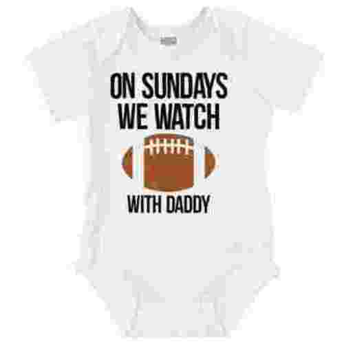Sundays We Watch Football With Daddy Romper Boys or Girls Infant Baby Brisco Brands NB