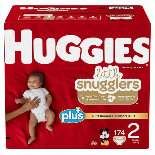 Huggies Plus Diapers, Size 2, 12-18 lbs, 174 Count with Leak Lock and Wetness Indicator