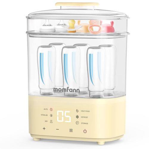 Bottle Sterilizer and Dryer, All-in-One Electric Steam Sterilizer Bottle Sanitizer for Baby Bottles, Pump Parts Accessories Newborn Essential Bottle Warmer for Breastmilk & Thaw (Yellow)