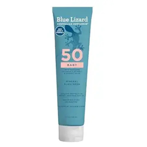 Blue Lizard BABY Mineral Sunscreen with Zinc Oxide, SPF 50+, Water Resistant, UVA/UVB Protection with Smart Cap Technology - Fragrance Free, , 5 oz. Tube