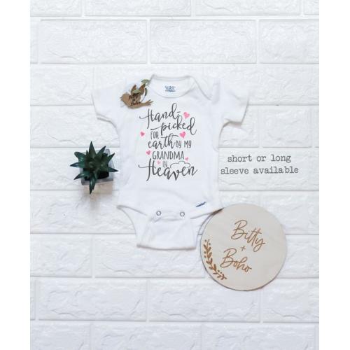 Grandma Memorial Onesie®, Cute Baby Onesie, Grandma Onesie, Hand picked for mommy and daddy by my Grandma in Heaven, In Memory Onesies
, Short Sleeve, 3-6 months US kids' numeric