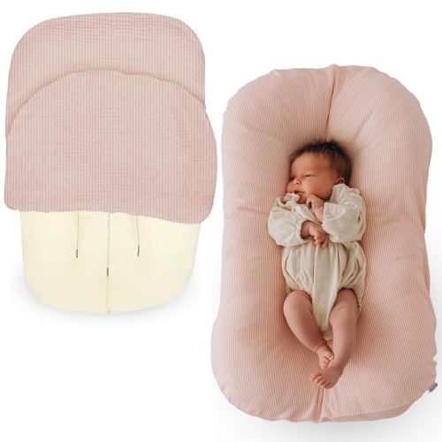 Max&So Baby Lounger Cover Compatible with Snuggle Me – 100% Cotton Slipcover – Soft, Breathable & Skin-Friendly – Newborn Lounger Cover, Pink – Cover Only