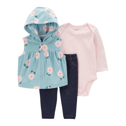 Baby 3-Piece Floral Fleece Little Vest Set - Carter's | Carter's