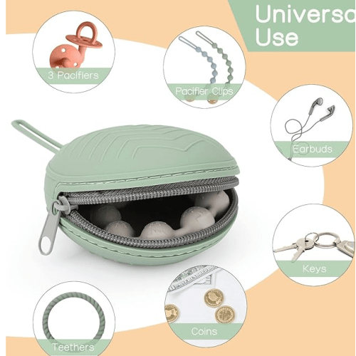 Nupoopy 2 Pack Silicone Pacifier Holder Case, BPA Free Newborn Baby Pacifiers Silicone Pouch for Boys & Girls, Portable Silicone Pacifier Container Case (Sage, Ether) : Amazon.com.au: Baby
