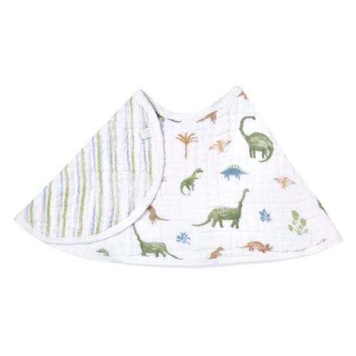 dino jungle essentials cotton muslin burpy bib | aden + anais