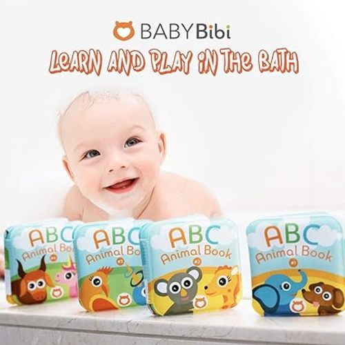 Floating Baby Bath Books. Kids Learning Bath Toys. Waterproof Bathtime Toys for Toddlers. Kids Educational Infant Bath Toys.(Set of 4: ABC Animal Bath Books)