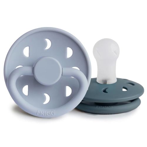 FRIGG Moon SilkySoft Silicone Baby Pacifier | Made in Denmark | BPA-Free (Powder Blue/Slate, 0-6 Months)