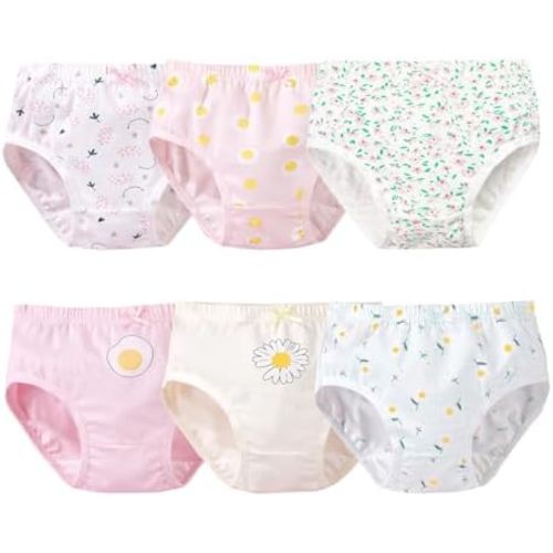 Baby Kids Underwear Breathable Cotton Panties Toddler Girls Undies Soft Assorted Briefs 6-Pack