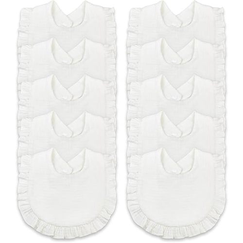 EllieHouse Baby Bibs for Girls Boys 10Pack Muslin Drool Teeth Drooling Teething Bibs Muslin Cotton for Infant Toddler