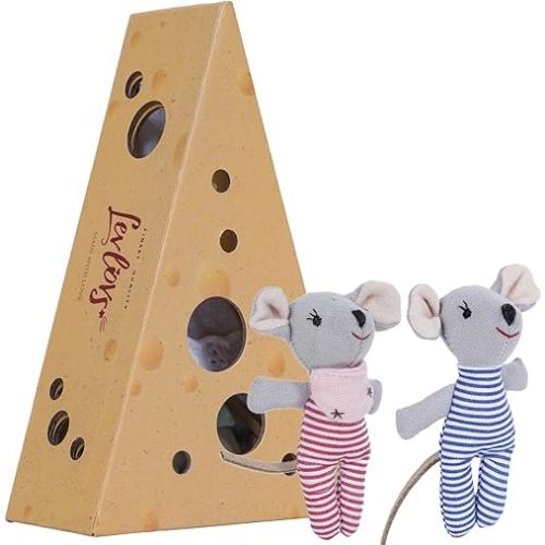LEVLOVS Mouse in a Matchbox Toy Baby Registry Gift (Twins Baby Mice)