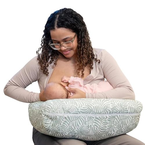 Boppy Complete Nursing Pillow, Breastfeeding & Bottle Feeding Ergonomic Feeding Pillow with Removable Belt, CloseComfort No-Gap Design, Full-Length Positioning Bolster, Washable Cover-Green Sage Vines